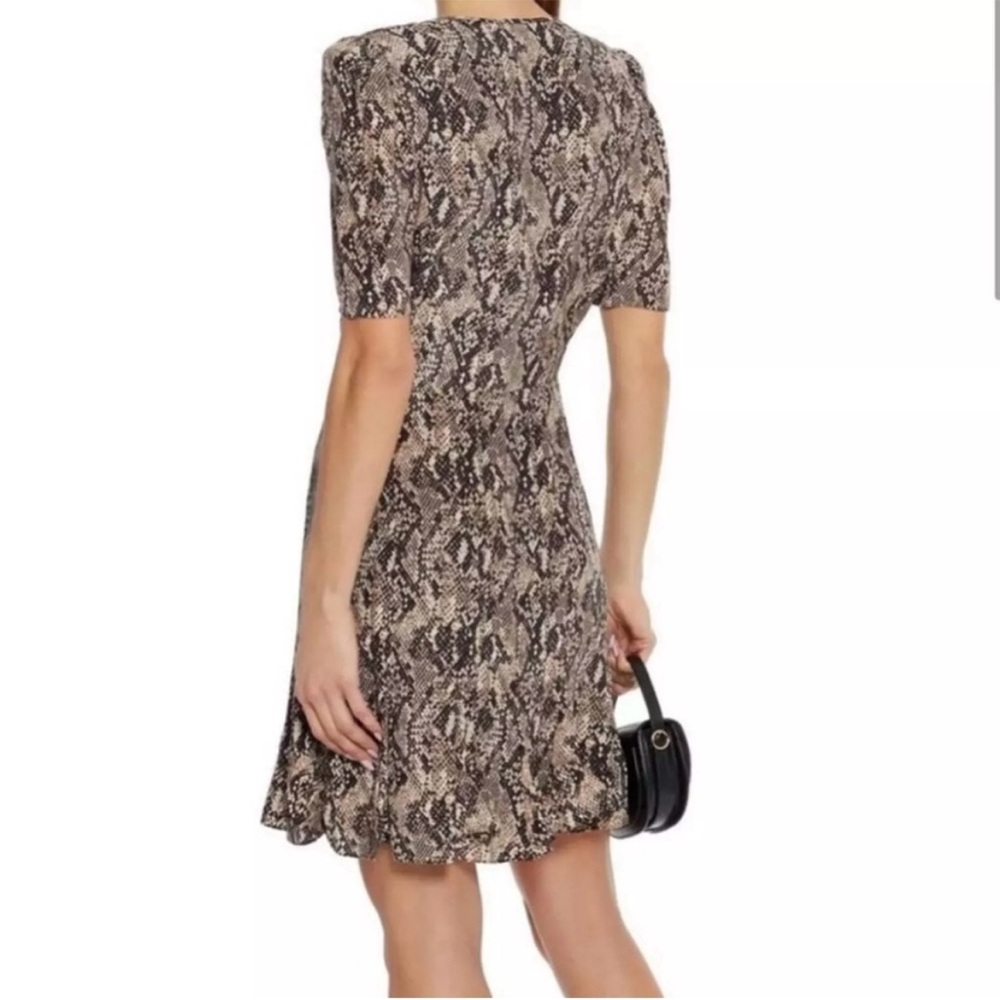 100% silk Veronica Beard Snake Print Dress ruched - Picture 5 of 14